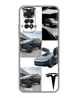Чехол для Xiaomi Redmi Note 11 / 11s с картинкой «Коллаж Cybertruck Tesla»
