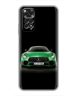 Чехол для Xiaomi Redmi Note 11 / 11s с картинкой «Mercedes — неоновый лого»