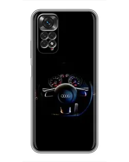 Чехол для Xiaomi Redmi Note 11 / 11s с картинкой «Салон Audi — руль»
