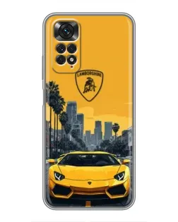 Чехол для Xiaomi Redmi Note 11 / 11s с картинкой «Желтый Lamborghini город»