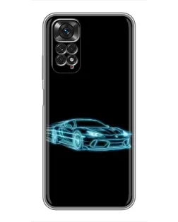 Чехол для Xiaomi Redmi Note 11 / 11s с картинкой «Неоновый контур Lamborghini»