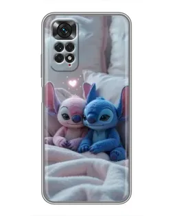 Чехол для Xiaomi Redmi Note 11 / 11s с картинкой «Плюшевые Стич Ангел»