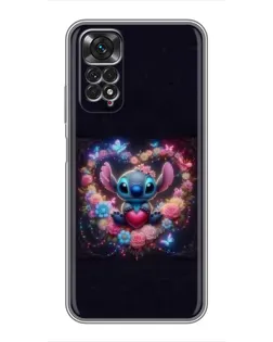 Чехол для Xiaomi Redmi Note 11 / 11s с картинкой «Stitch в цветах»
