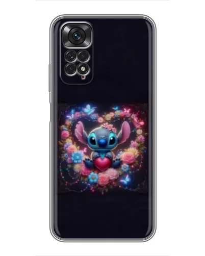 Чехол для Xiaomi Redmi Note 11 / 11s с картинкой «Stitch в цветах»