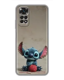 Чехол для Xiaomi Redmi Note 11 / 11s с картинкой «Стич на коричневом фоне»