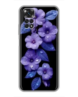 Чохол для Xiaomi Redmi Note 11 / 11s з картинкою «Фіолетові квіти з росою»