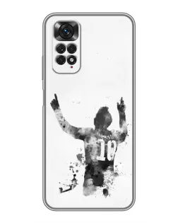 Чохол для Xiaomi Redmi Note 11 / 11s з картинкою «Чорно-білий силует Мессі»