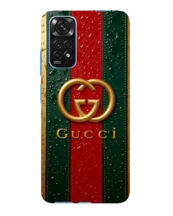 Чехол для Xiaomi Redmi Note 11E Pro с картинкой «Gucci — фирменная полоса и золото»