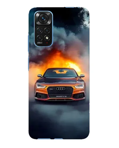 Чехол для Xiaomi Redmi Note 11E Pro с картинкой «Audi в огненном дыму»