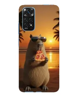 Чохол для Xiaomi Redmi Note 11E Pro з картинкою «Капібара з піцою»