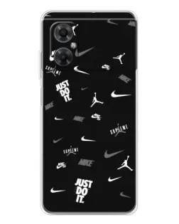 Чехол для Xiaomi Redmi Note 11R с картинкой «Nike Black Pattern»