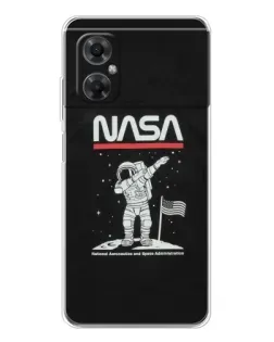 Чехол для Xiaomi Redmi Note 11R с картинкой «NASA — шагаем по Луне»