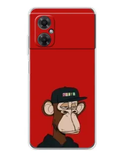 Чехол для Xiaomi Redmi Note 11R с картинкой «Bored Ape — красный фон»