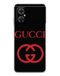 Чехол для Xiaomi Redmi Note 11R с картинкой «Gucci — красный логотип»