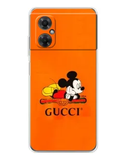 Чехол для Xiaomi Redmi Note 11R с картинкой «Микки Маус Gucci — оранж»