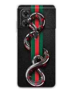 Чехол для Xiaomi Redmi Note 11R с картинкой «Gucci — змея на полосе»