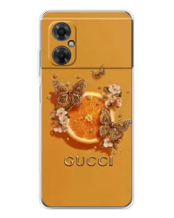Чехол для Xiaomi Redmi Note 11R с картинкой «Gucci — золотые бабочки»