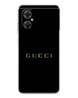 Чехол для Xiaomi Redmi Note 11R с картинкой «Gucci — неоновый минимализм»