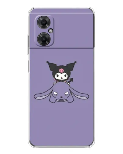 Чехол для Xiaomi Redmi Note 11R с картинкой «Kuromi на лиловом фоне»
