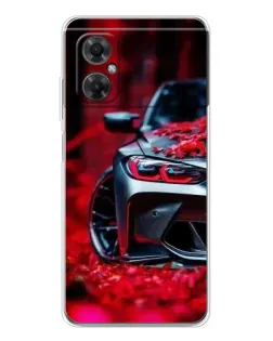Чехол для Xiaomi Redmi Note 11R с картинкой «Спортивная BMW и цветы»