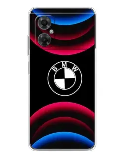 Чехол для Xiaomi Redmi Note 11R с картинкой «Логотип BMW и неоновые дуги»