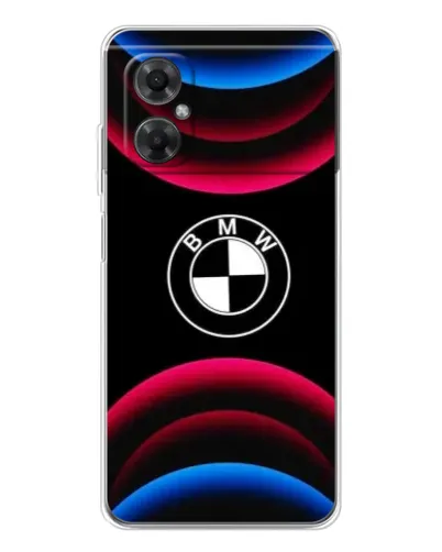 Чехол для Xiaomi Redmi Note 11R с картинкой «Логотип BMW и неоновые дуги»