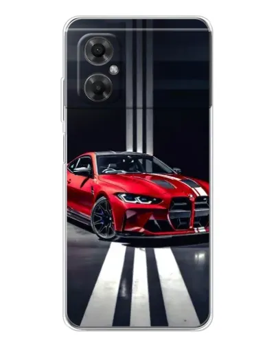 Чехол для Xiaomi Redmi Note 11R с картинкой «Красная BMW на дороге»