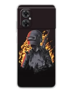 Чехол для Xiaomi Redmi Note 11R с картинкой «PUBG — огненный силуэт»