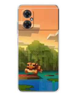 Чехол для Xiaomi Redmi Note 11R с картинкой «Майнкрафт закат солнца»