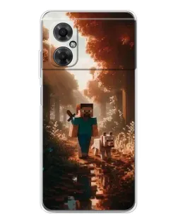 Чехол для Xiaomi Redmi Note 11R с картинкой «Стив в лесу»