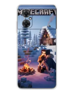 Чехол для Xiaomi Redmi Note 11R с картинкой «Зимний Minecraft»