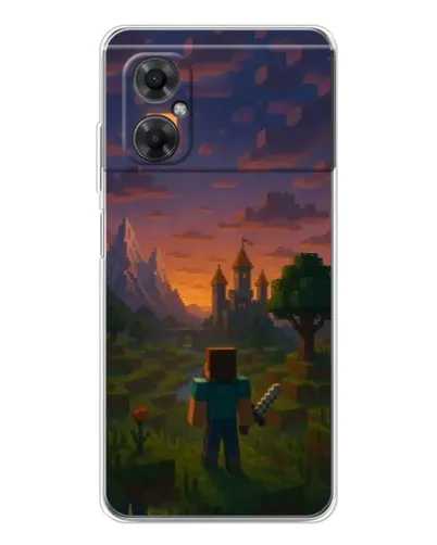 Чехол для Xiaomi Redmi Note 11R с картинкой «Стив у башни» Чехол для Xiaomi Redmi Note 11R с картинкой «Стив у башни»
