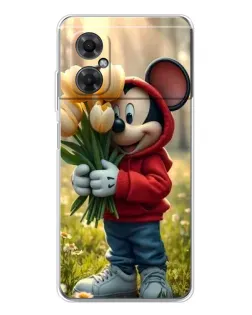 Чехол для Xiaomi Redmi Note 11R с картинкой «Микки с тюльпанами»