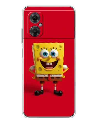 Чехол для Xiaomi Redmi Note 11R с картинкой «Спанч Боб на красном»