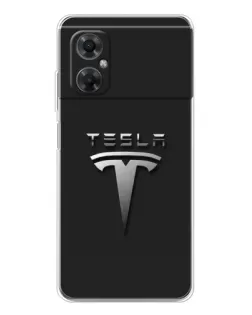 Чехол для Xiaomi Redmi Note 11R с картинкой «Стальной логотип Tesla»
