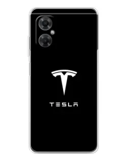 Чехол для Xiaomi Redmi Note 11R с картинкой «Tesla White Logo»