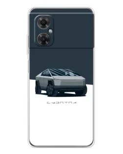 Чехол для Xiaomi Redmi Note 11R с картинкой «Серебристый Cybertruck Tesla»