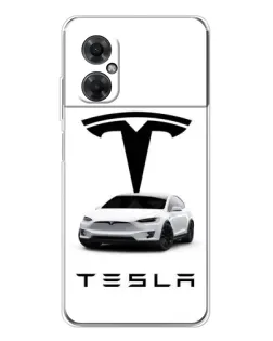 Чехол для Xiaomi Redmi Note 11R с картинкой «Tesla White Style»