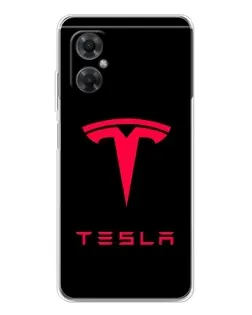Чехол для Xiaomi Redmi Note 11R с картинкой «Tesla Red Logo»
