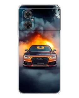 Чехол для Xiaomi Redmi Note 11R с картинкой «Audi в огненном дыму»