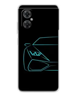 Чехол для Xiaomi Redmi Note 11R с картинкой «Голубой силуэт Lamborghini»