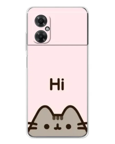 Чехол для Xiaomi Redmi Note 11R с картинкой «Пушин говорит Hi»