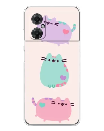 Чехол для Xiaomi Redmi Note 11R с картинкой «Pusheen трио»