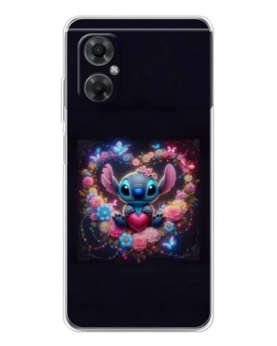 Чехол для Xiaomi Redmi Note 11R с картинкой «Stitch в цветах»
