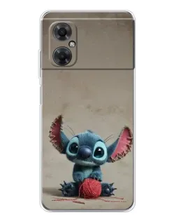 Чехол для Xiaomi Redmi Note 11R с картинкой «Стич на коричневом фоне»