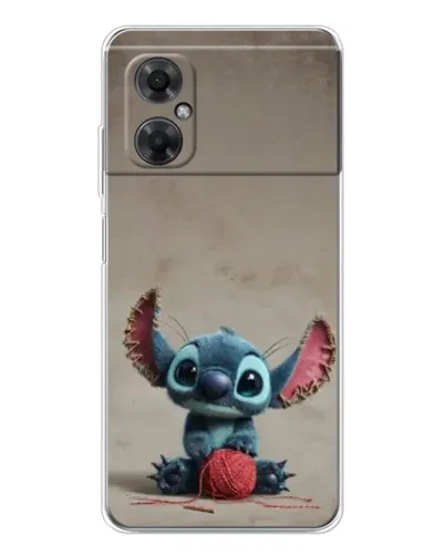 Чехол для Xiaomi Redmi Note 11R с картинкой «Стич на коричневом фоне»