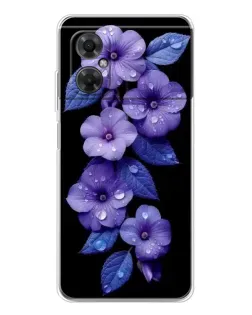 Чехол для Xiaomi Redmi Note 11R с картинкой «Фиолетовые цветы с росою»