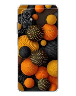 Чехол для Xiaomi Redmi Note 11R с картинкой «Объемные оранжевые сферы»