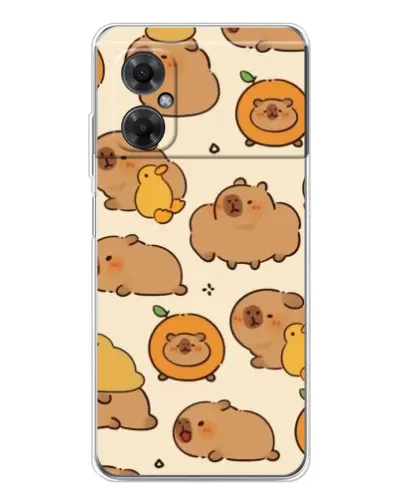 Чехол для Xiaomi Redmi Note 11R с картинкой «Капибары с апельсинами»