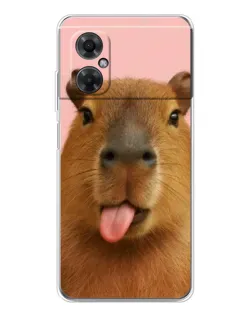 Чехол для Xiaomi Redmi Note 11R с картинкой «Капибара с языком»